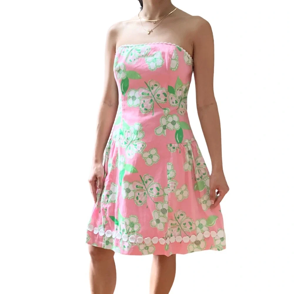 Lilly Pulitzer Strapless Floral Fit and Flare Mini Perfect for the season - Picture 3 of 9